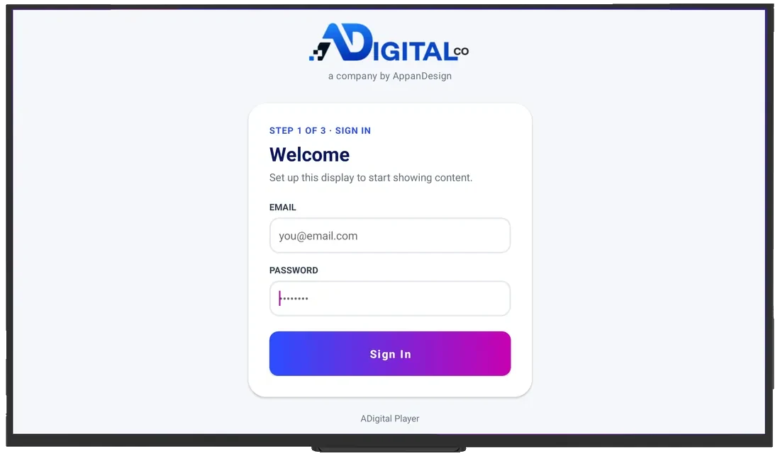 ADigital player — sign in