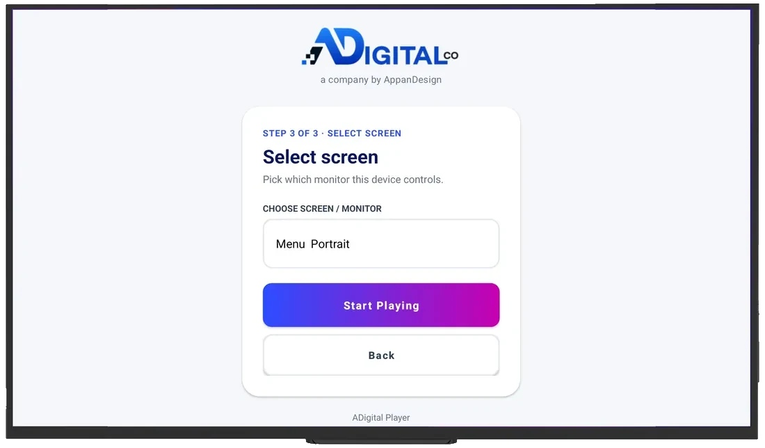 ADigital — select the screen