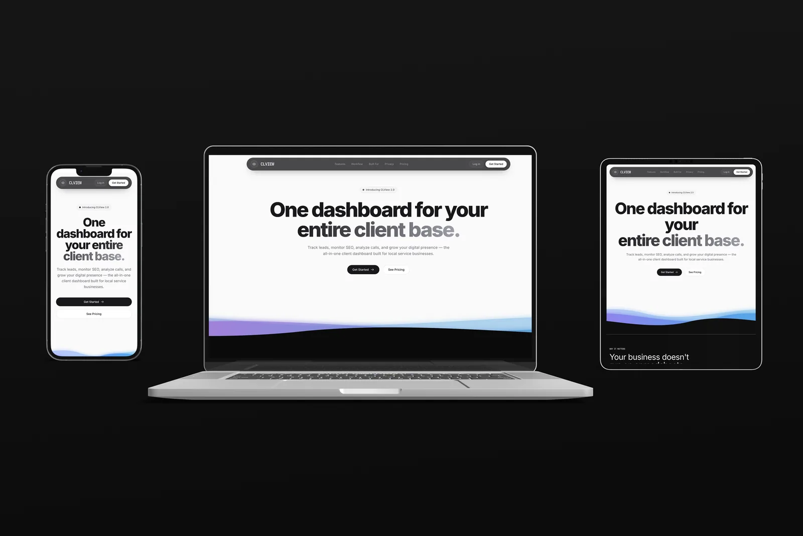 CLView Client Dashboard — website preview