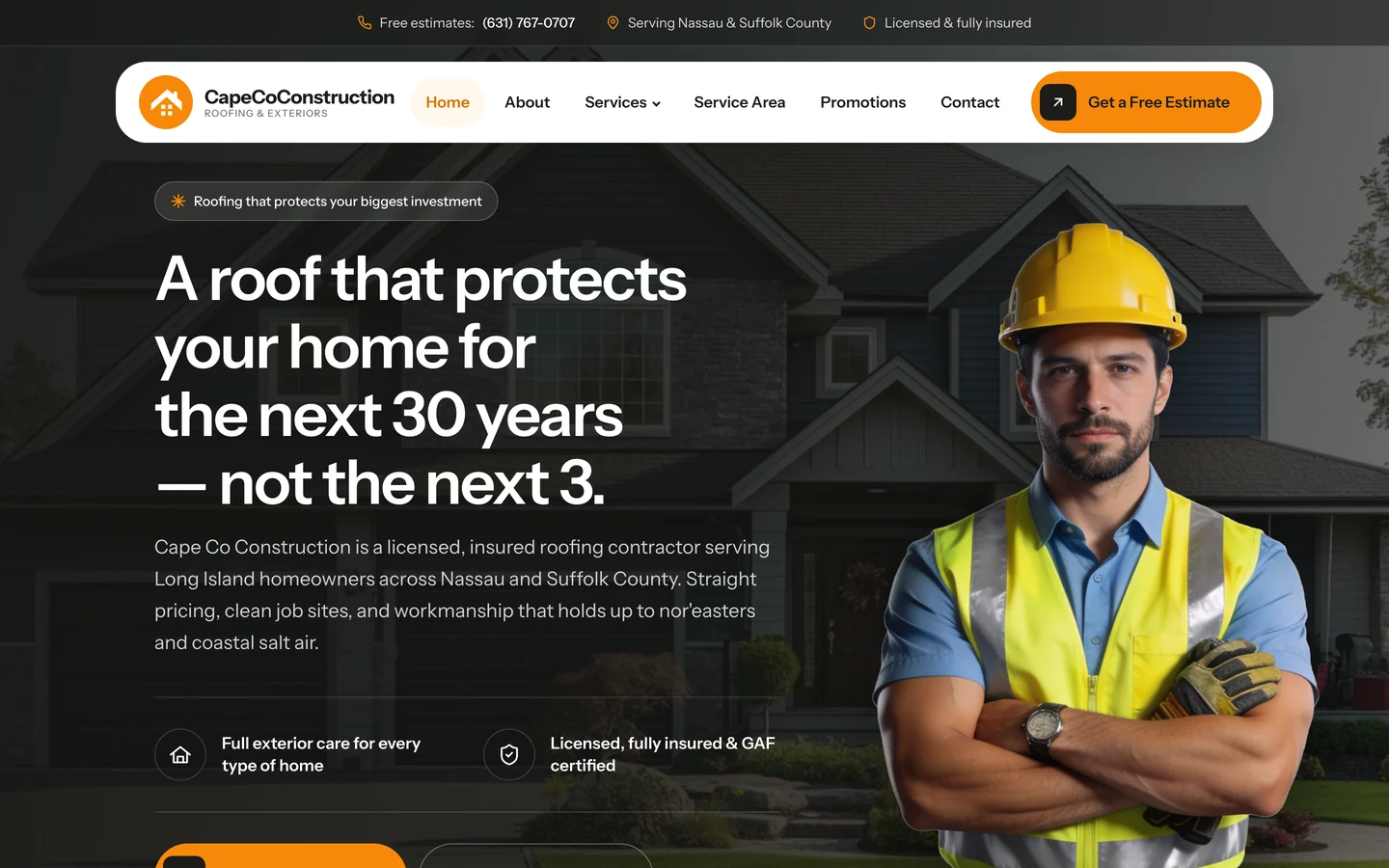 Cape Co Construction website preview