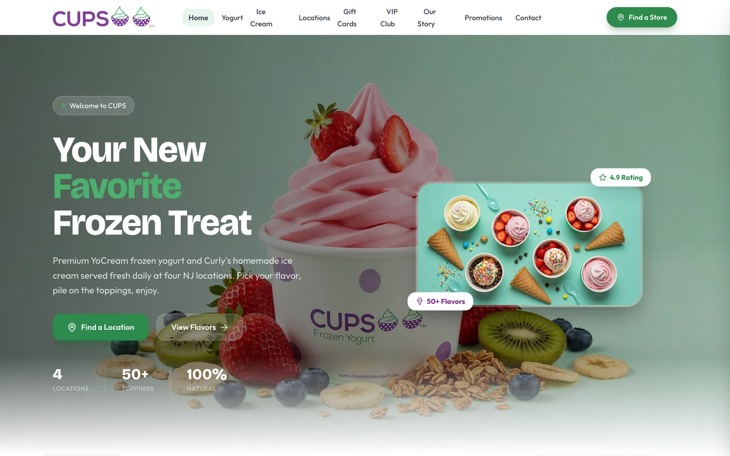 CUPS Frozen Yogurt iOS app suite preview