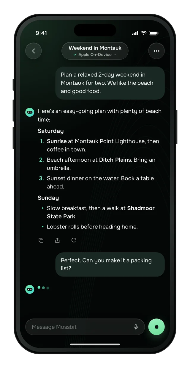 Mossbit — Private AI — A real conversation