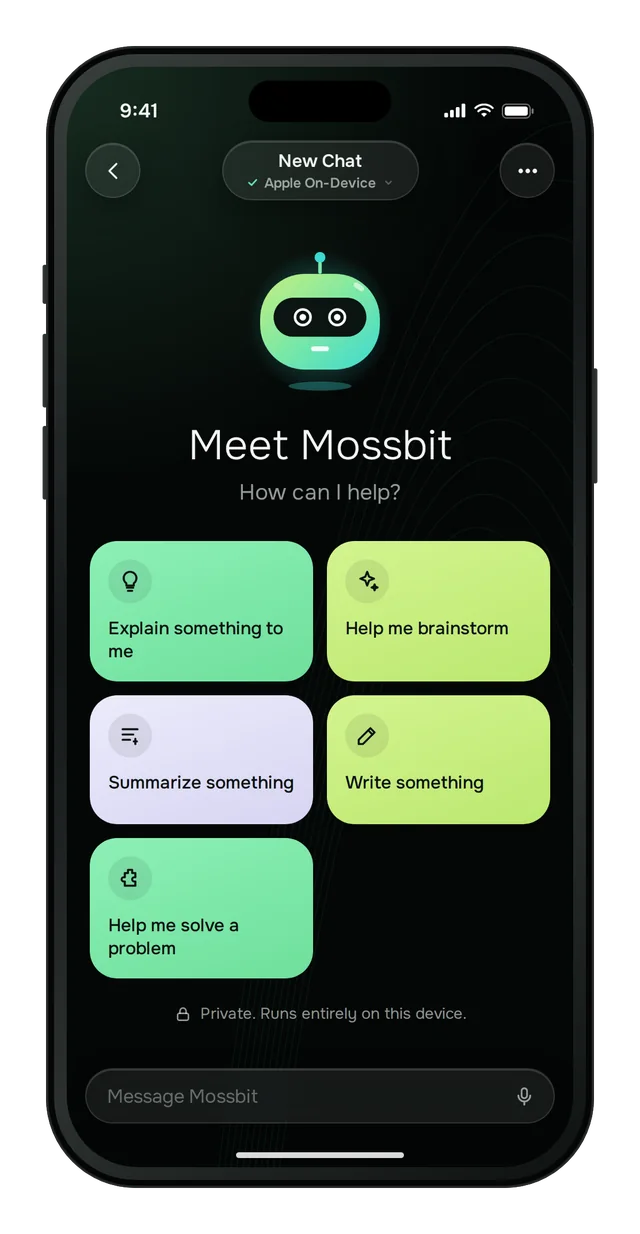 Mossbit — Private AI — Ask anything