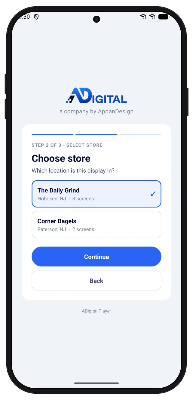 Step 2 — Choose store
