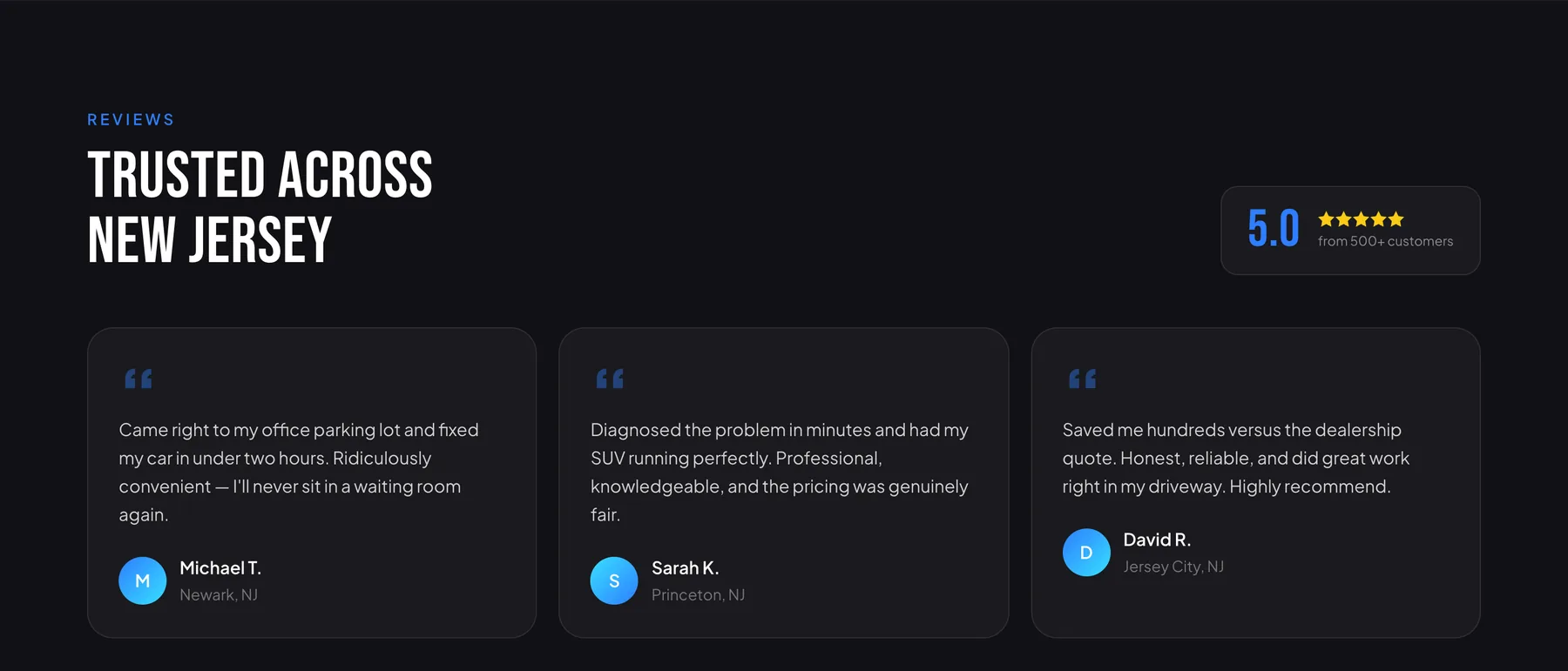 Reviews — trusted across New Jersey