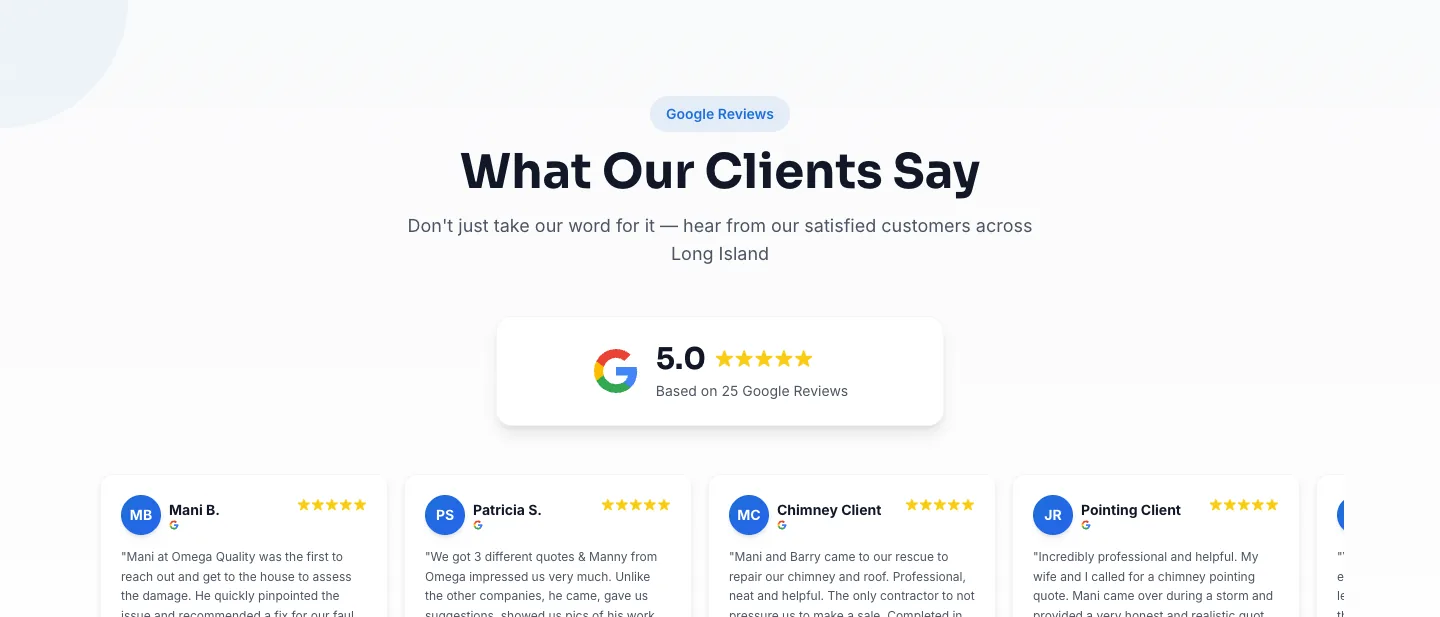 Reviews — 5.0 on Google